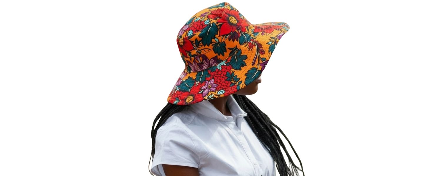 SUNSETTA Wide-Brim Satin-Lined Ankara Sun Hat