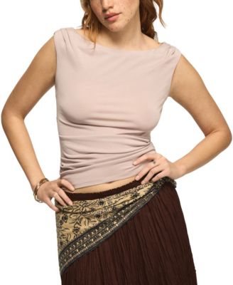 Women's Sandwash Shirred Boat Neck Top