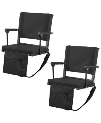 2-Piece Stadium Seat with Back Support, Armrests, Cushion and Shoulder Strap