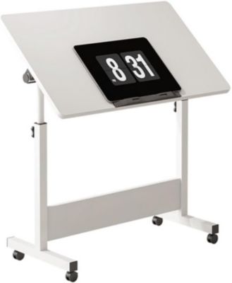 Adjustable Height Standing Desk, Foldable Mobile Desk with Wheels, Portable Rolling Laptop Workstation for Home Office
