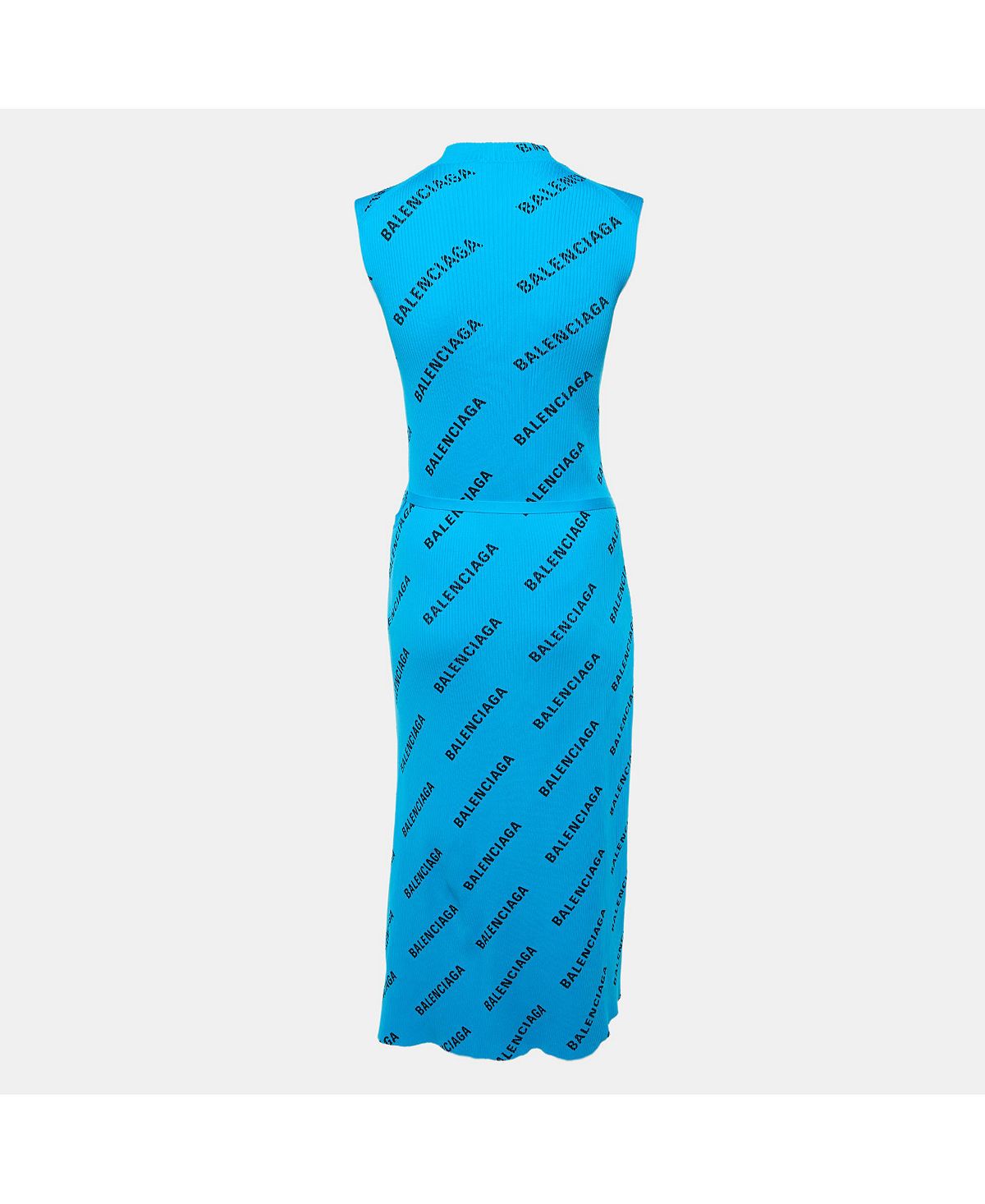 Pre-Owned Balenciaga Women's Logo Print Rib Knit Wrapped Midi Dress view 2 — MAYCSS fashion products