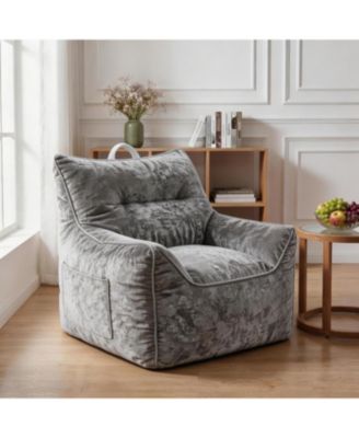 Bean Bag Chair for Adults and Kids, Cozy Bean Bag Sofa Chair with Armrests, Chenille Comfy BeanBag Chairs with Shredded Foam