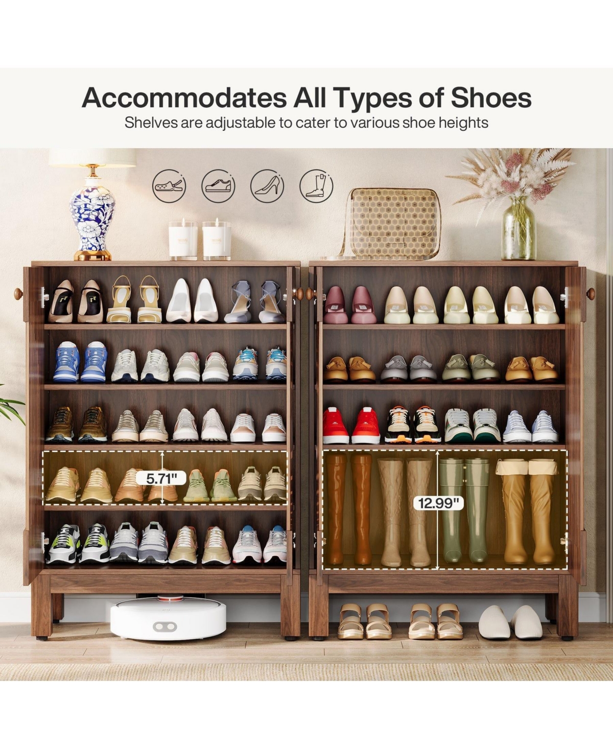 Slickblue Modern Shoe Rack Organizer with Doors Holds Up to 20 Pairs