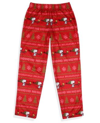 Snoopy Girl's Christmas Sweater Sleep Tossed Print Pajama Pants For Kids