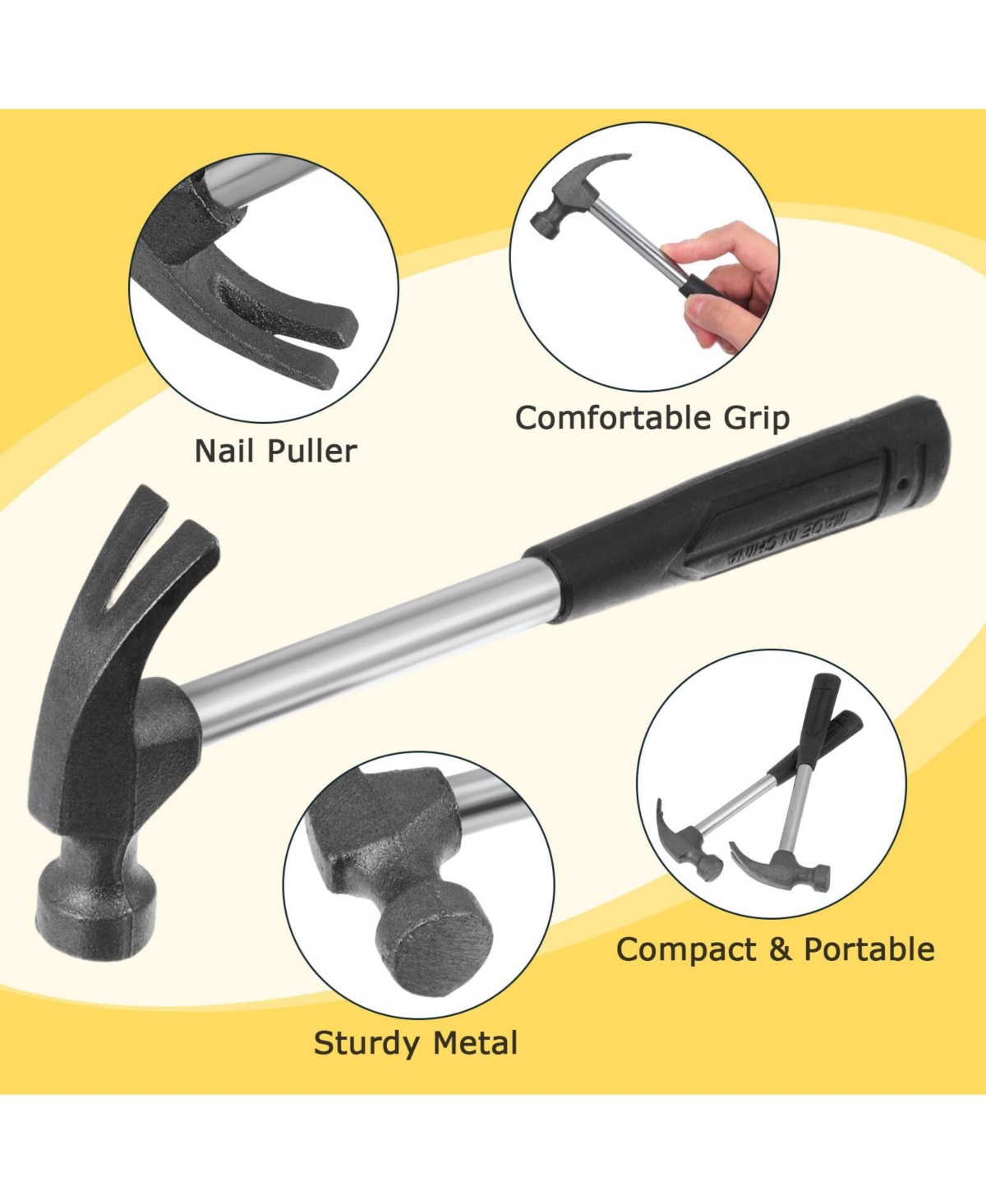 Xdovet Mini Claw Hammer Set Stubby Rubber Handle Steel Diy Tool