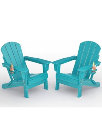 HDPE Outdoor Patio Chair, Folding Adirondack Chair Set of 2 for patios, Decks, Gardens, fire Pit, Lake