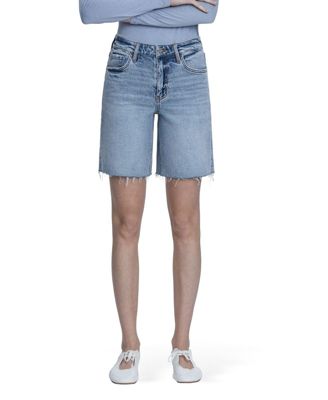 Women's High Rise Raw Hem Denim Shorts