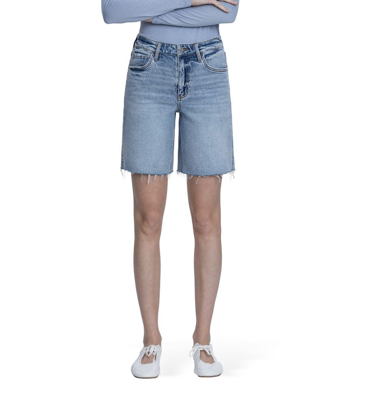 Women's High Rise Raw Hem Denim Shorts