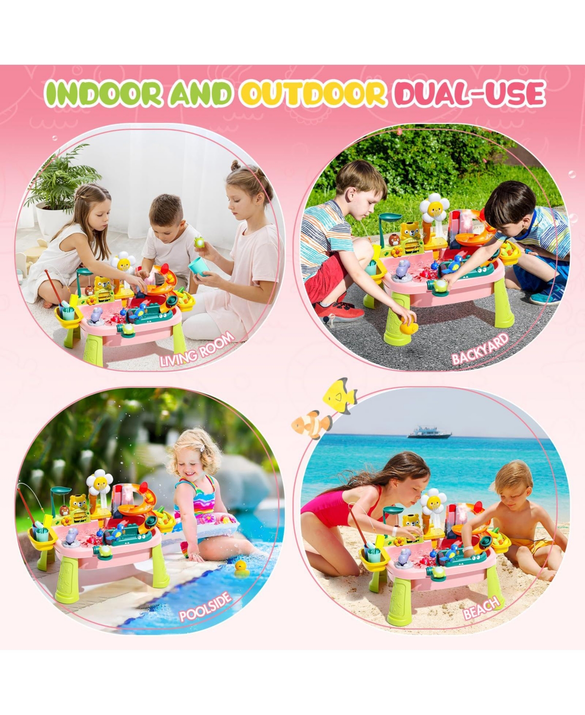 Gnuadz Kids Water Table Pump Kitchen Sink Fishing Play Outdoor Summer Sensory Activity