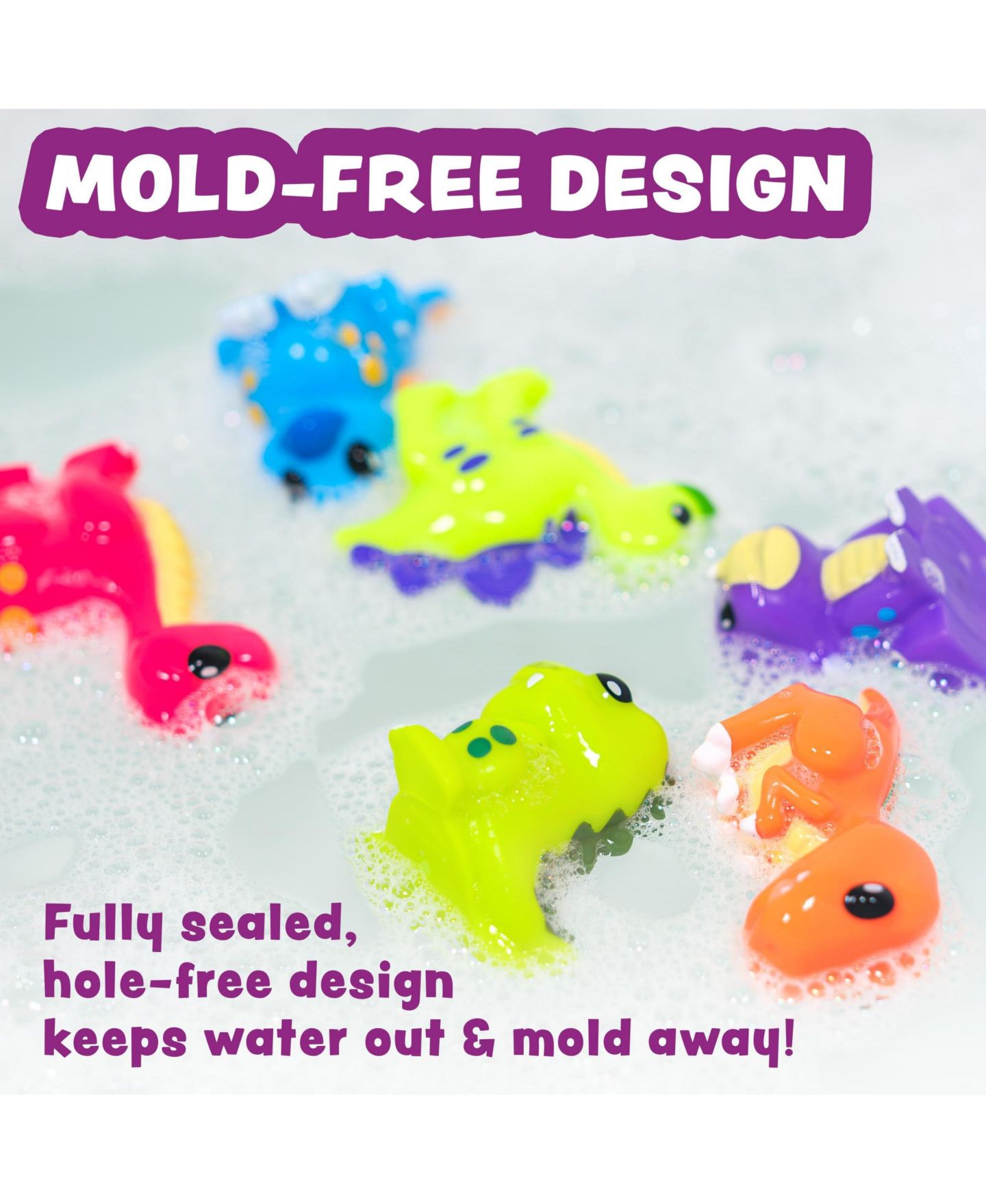 Детские игрушки GNUADZ 6 Pack Dinosaur Mold Free Bath Toys Sealed No Hole Design Soft Squeezable Float Water Easy Grip Pool Set, цвет: Разноцветный — фото 4