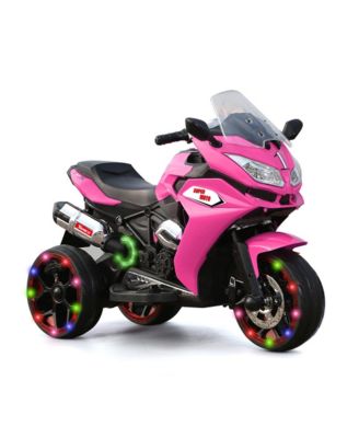 12V Kids Electric Motorcycle - 3-Wheel Battery Powered Ride On Motorbike, Rechargeable, Light-Up Wheels, Children Electric Ride On Car