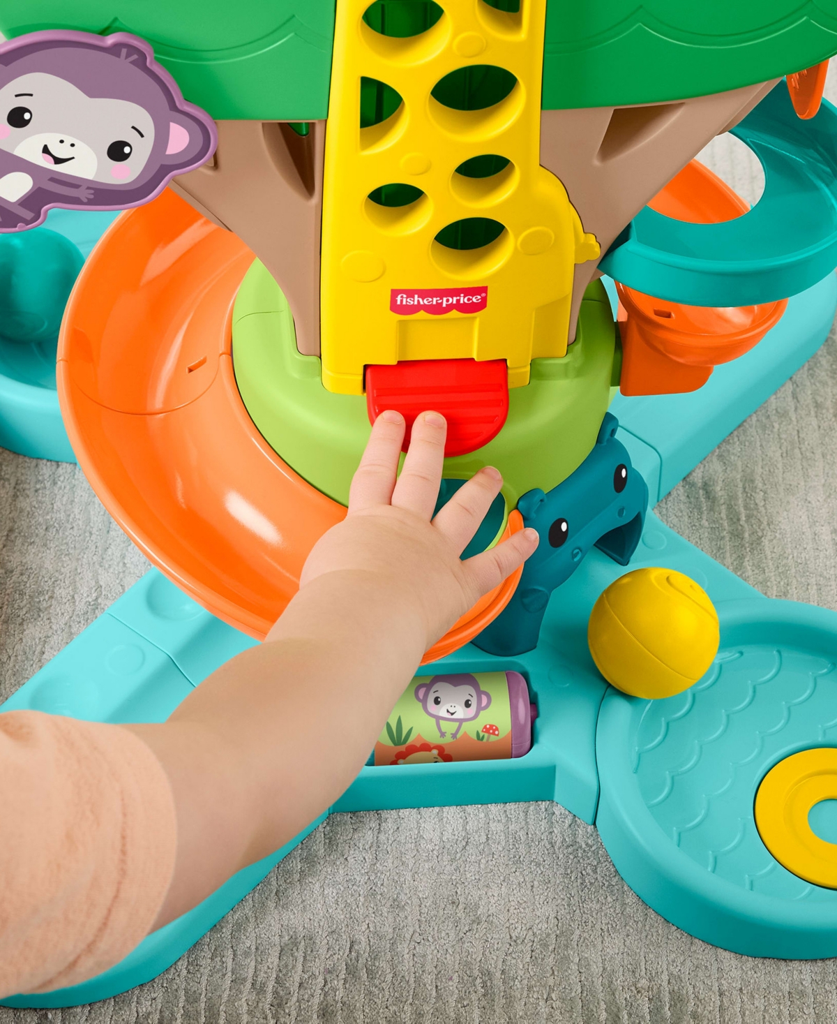 Fisher Price Baby to Toddler Sit-To-Stand Jungle Tree Musical 6-Ball Drop Activity Center, Ages 6 months+