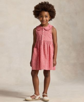 Girls' 2T-6X Floral Sleeveless Shirt Dress
