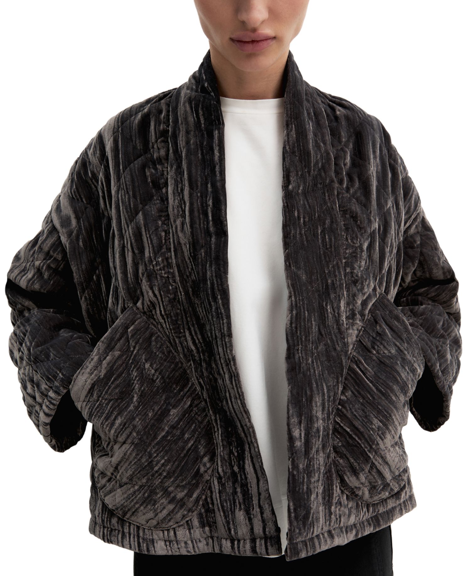 Women's Emmeccesso Quilted Velvet Open-Front Jacket