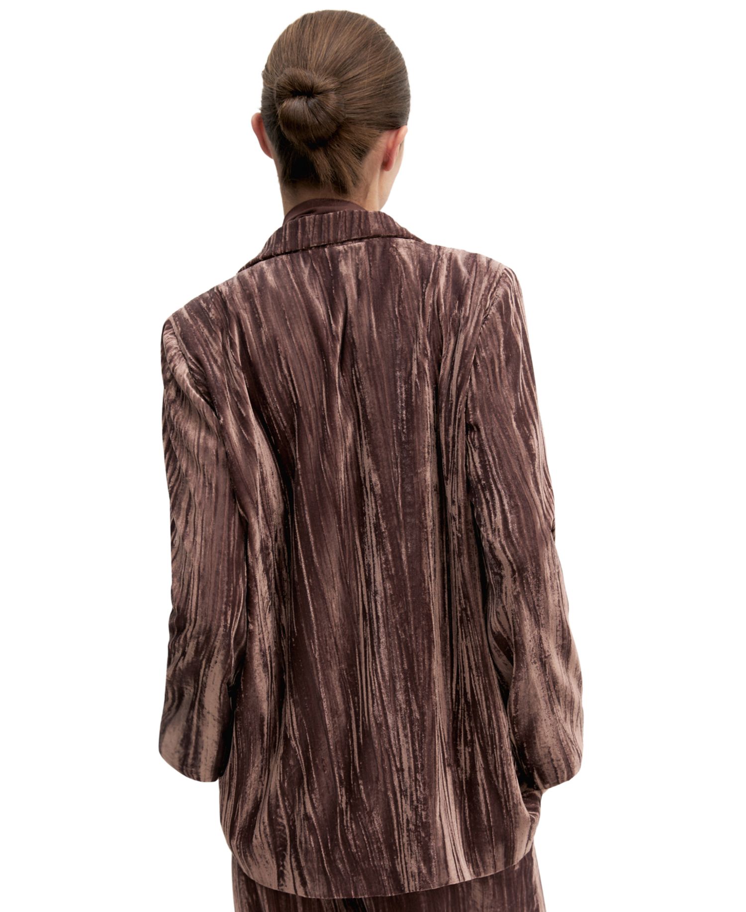 Women's Oversized Single-Breasted Stretch Velvet Blazer