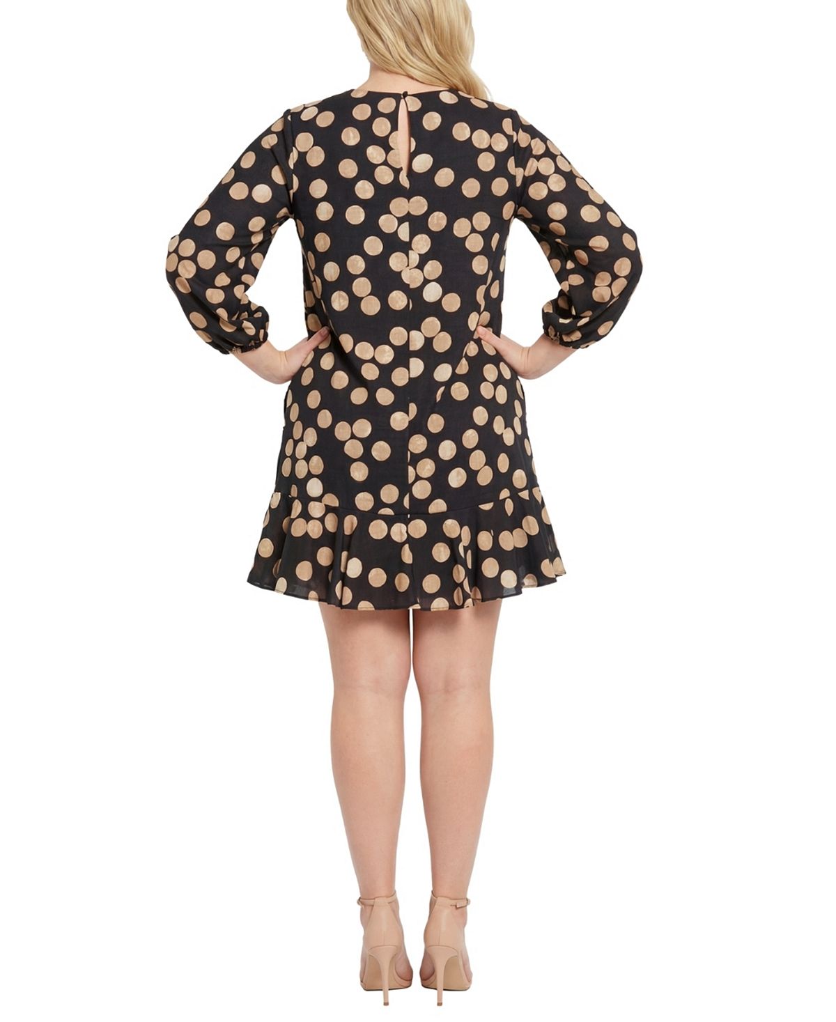 London Times Plus Size Textured Bishop-Sleeve Shift Dress view 3 — MAYCSS fashion products