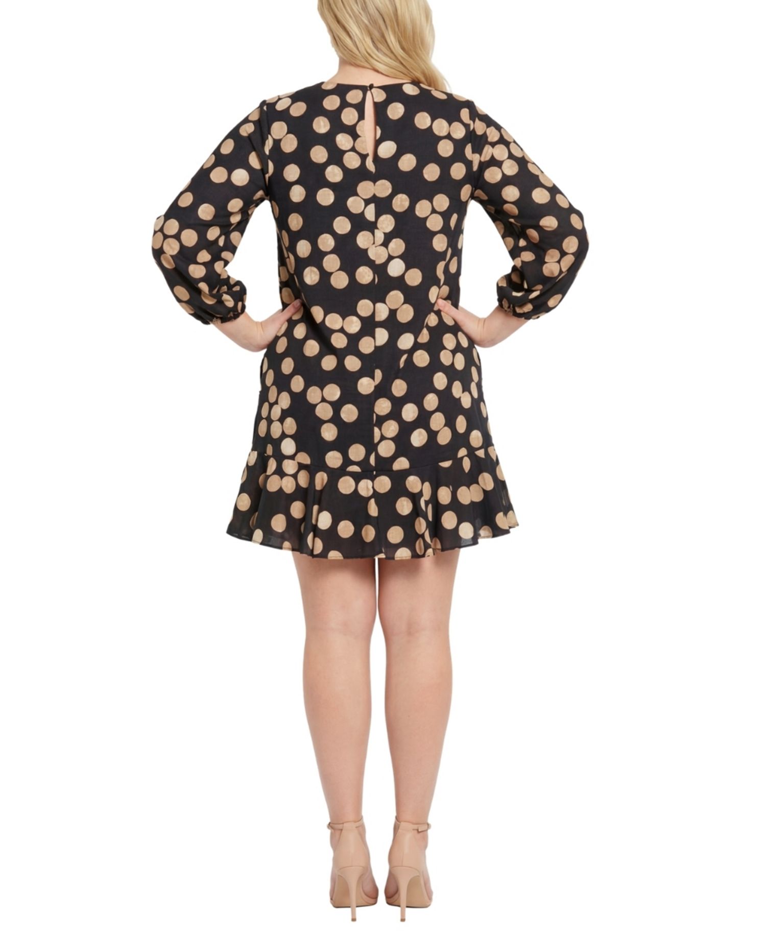 Plus Size Textured Bishop-Sleeve Shift Dress