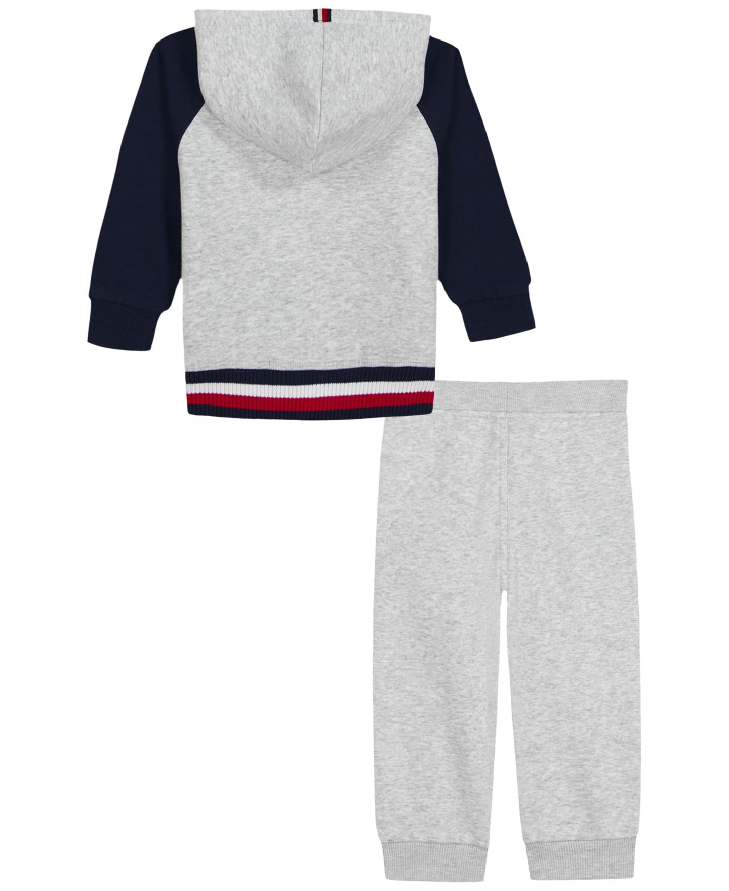 Детский комплект Tommy Hilfiger для малыша: худи с логотипом в цветных блоках и джоггеры, цвет: Серый меланжевый / Тёмно-синий — фото 5