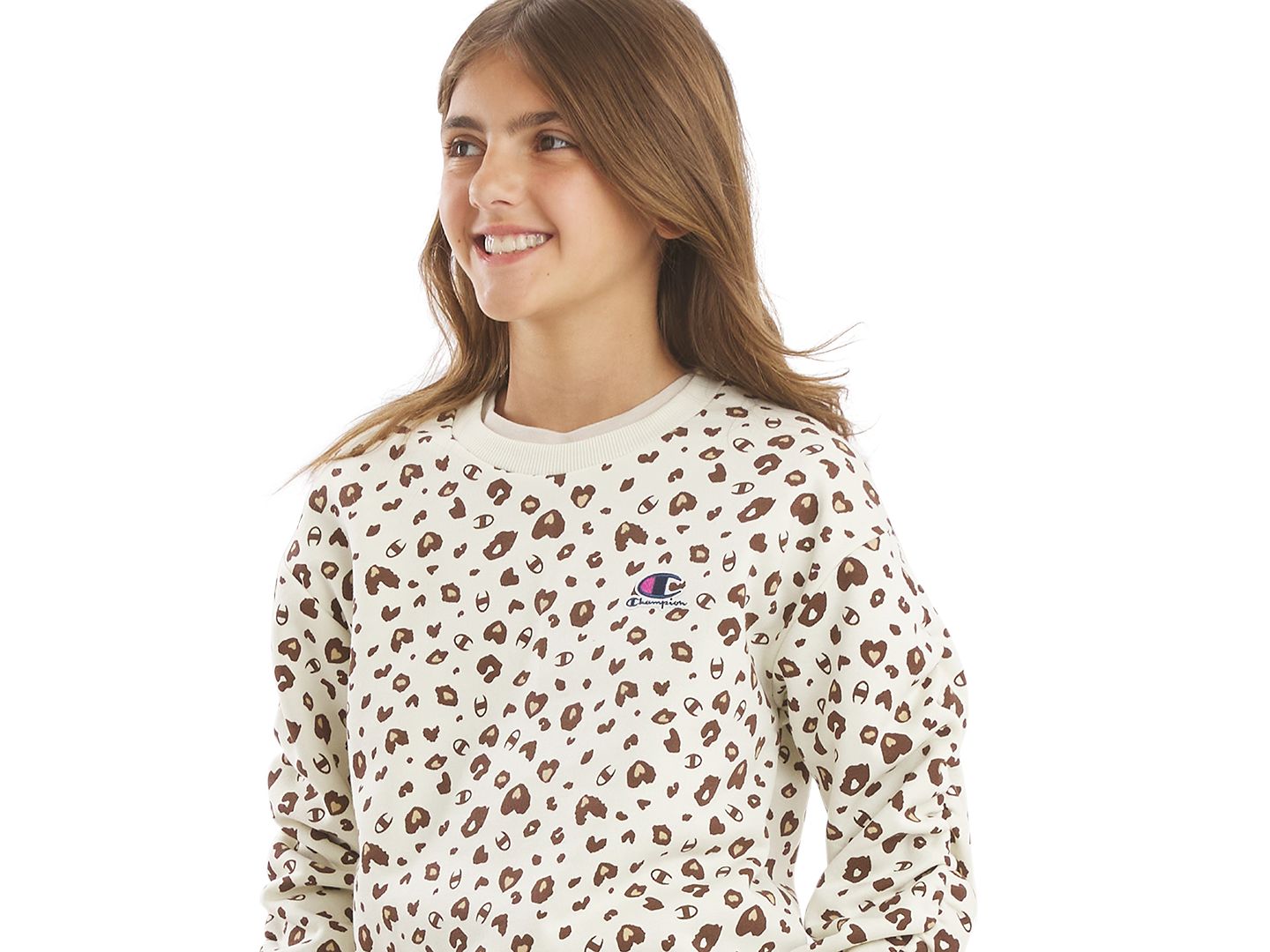 Толстовка Champion Printed Ruched Crewneck Sweatshirt для девочек, цвет: Кремовый — фото 3