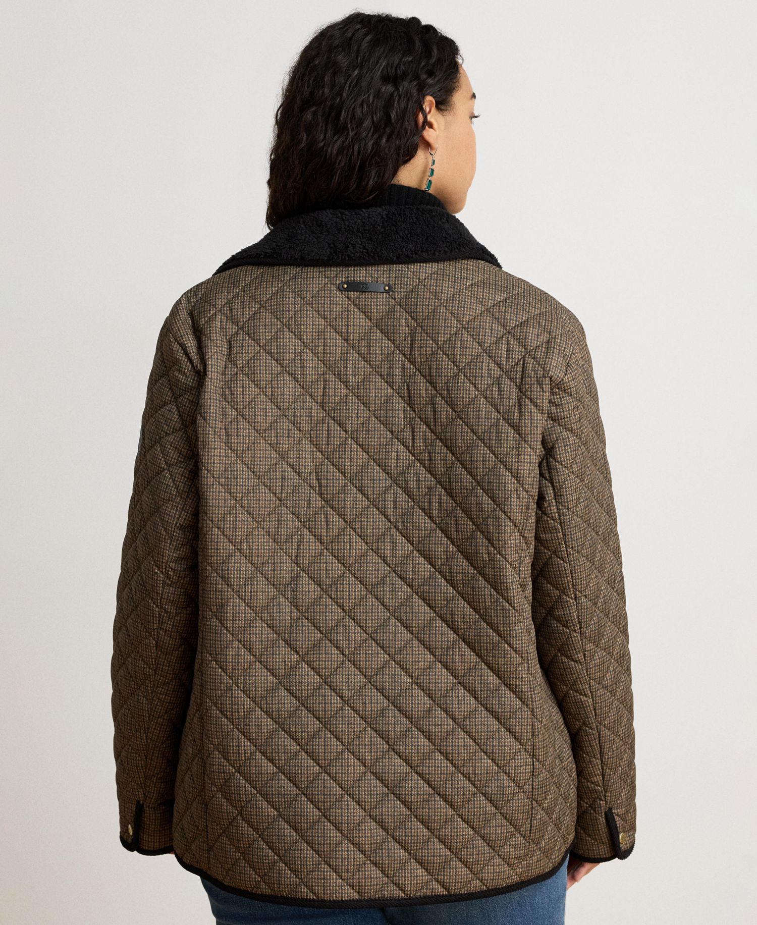 Plus Size Faux-Sherpa-Collar Quilted Coat