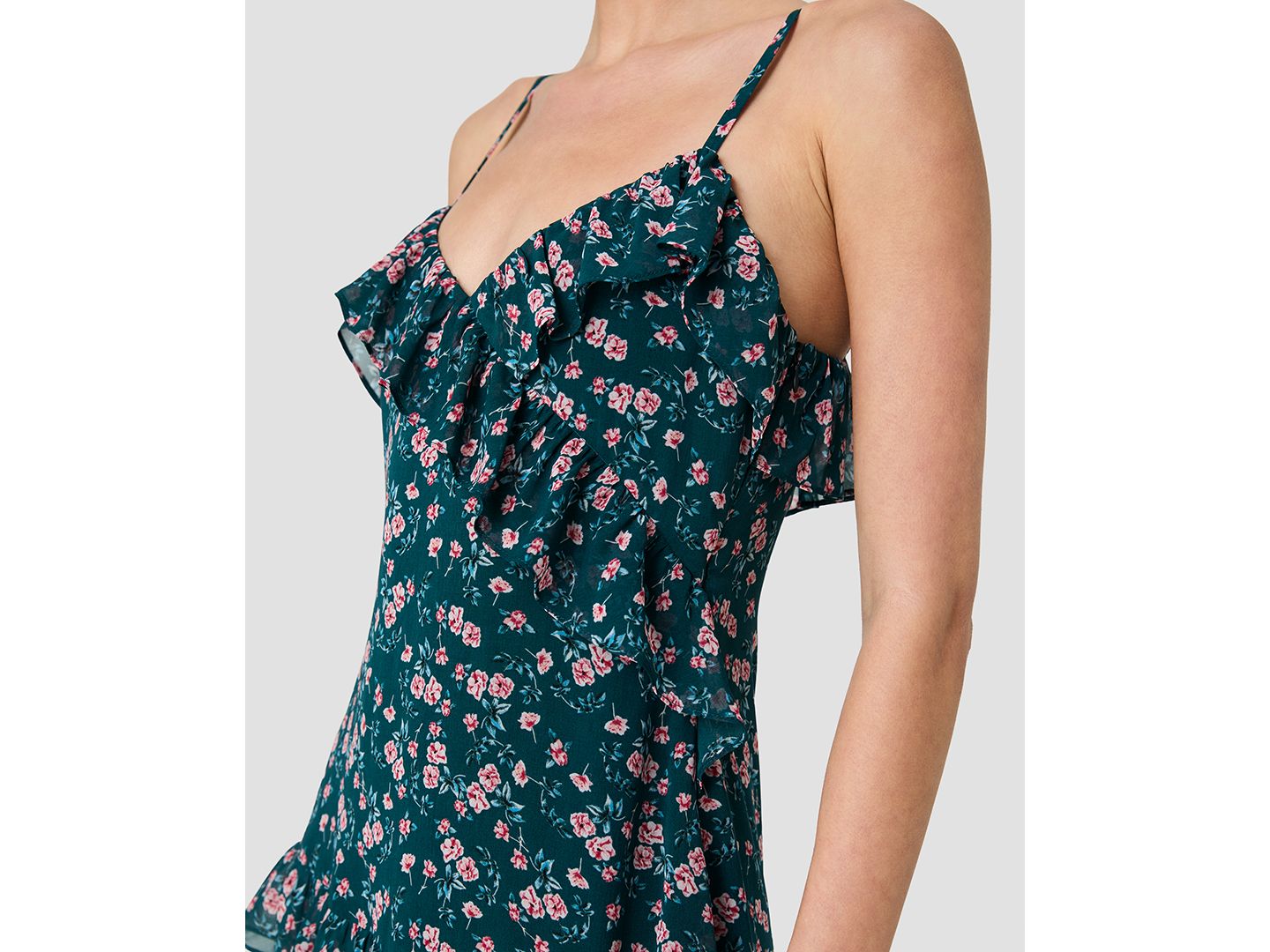 Женское платье French Connection Printed V-Neck Maxi, цвет: Бирюзовый разноцветный — фото 3