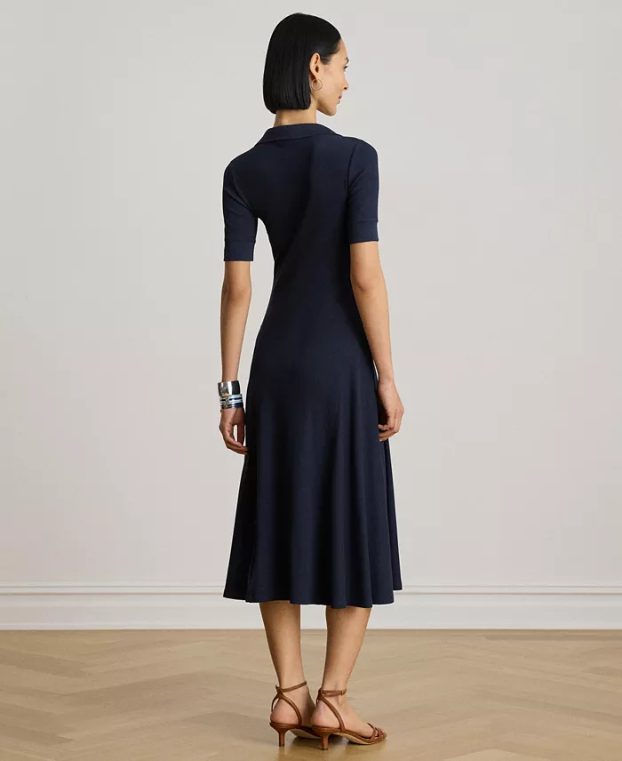 Women's Rib Knit Collared Dress - thumbnail 5
