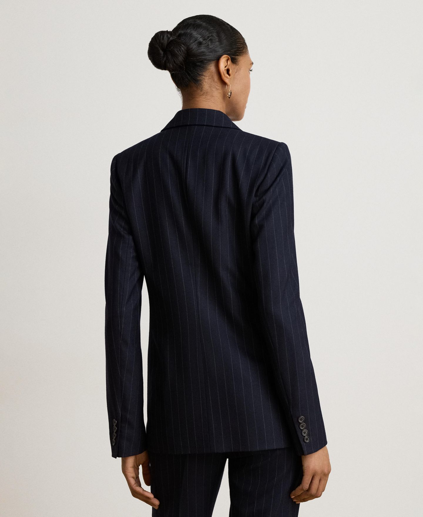 Женский пиджак Lauren Ralph Lauren Pinstripe Double-Breasted Twill Blazer, цвет: Тёмно-синий / Кремовый — фото 5