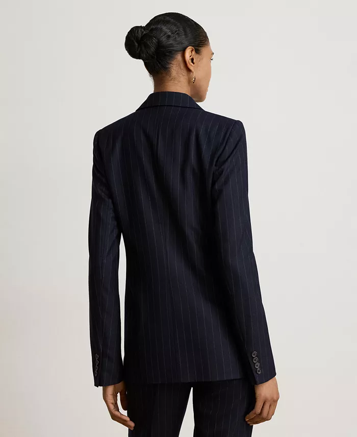Women's Pinstripe Double-Breasted Twill Blazer - thumbnail 5