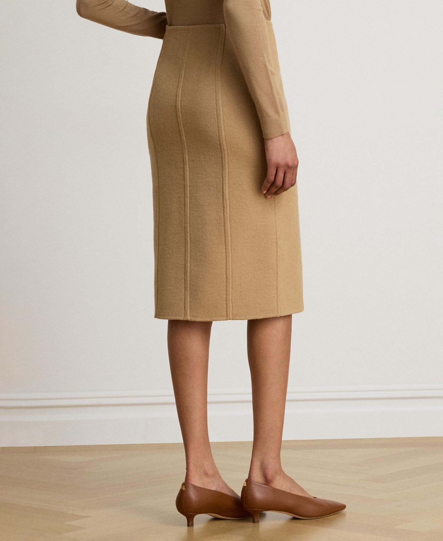 Женская юбка Lauren Ralph Lauren Double-Faced Wool-Blend Pencil, цвет: Верблюжий — фото 5