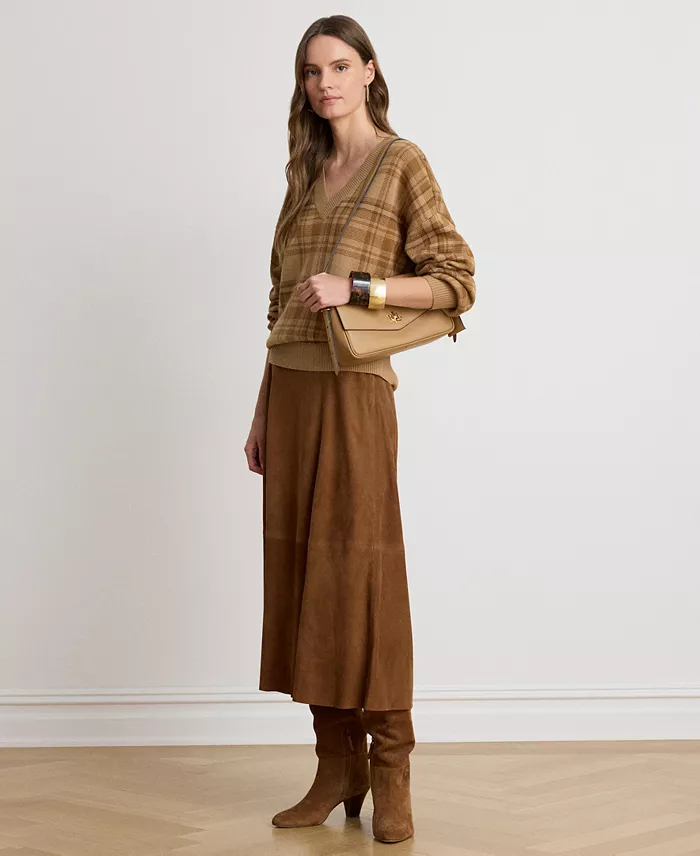 Women's Plaid V-Neck Sweater - thumbnail 4
