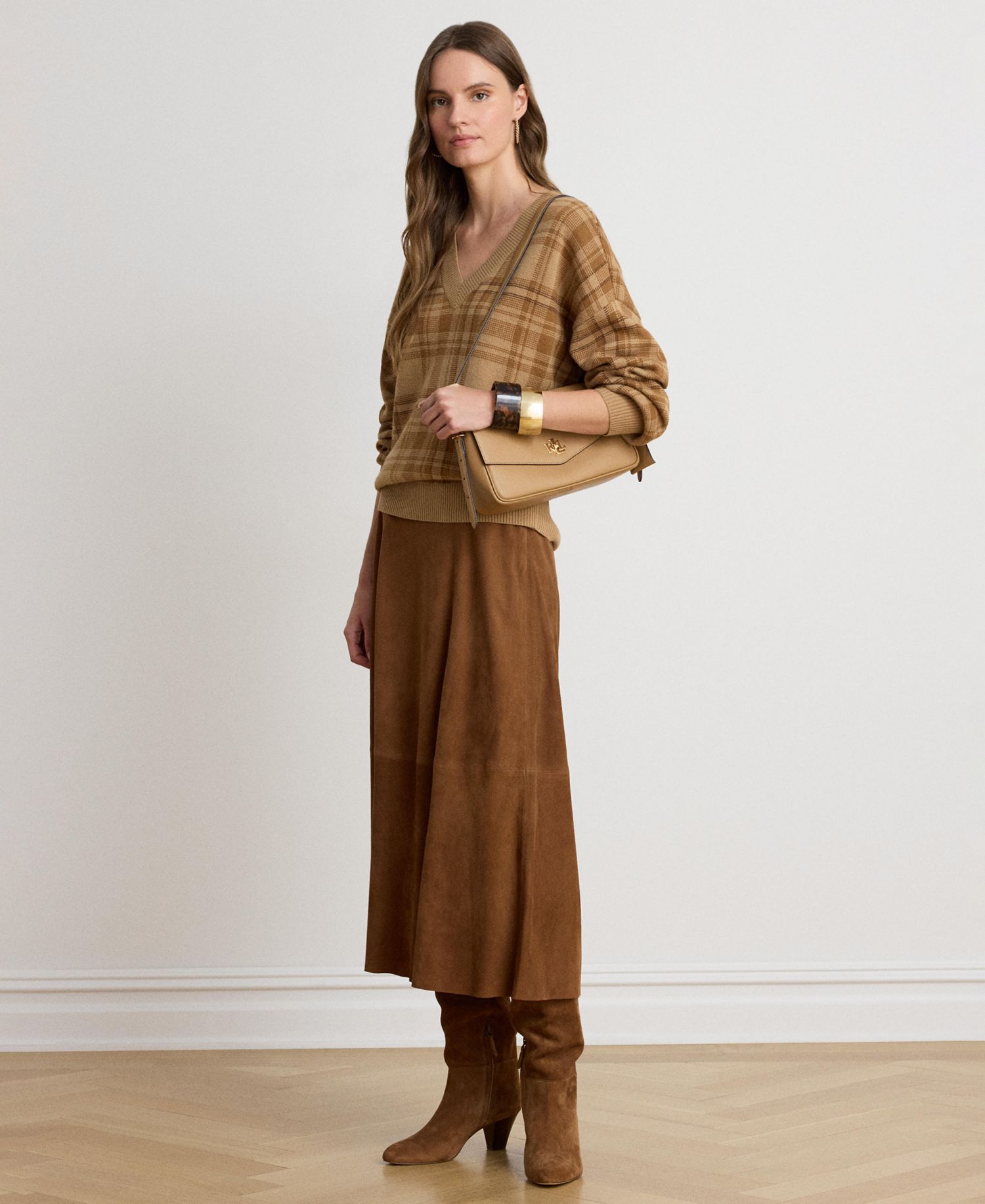 Women's Plaid V-Neck Sweater