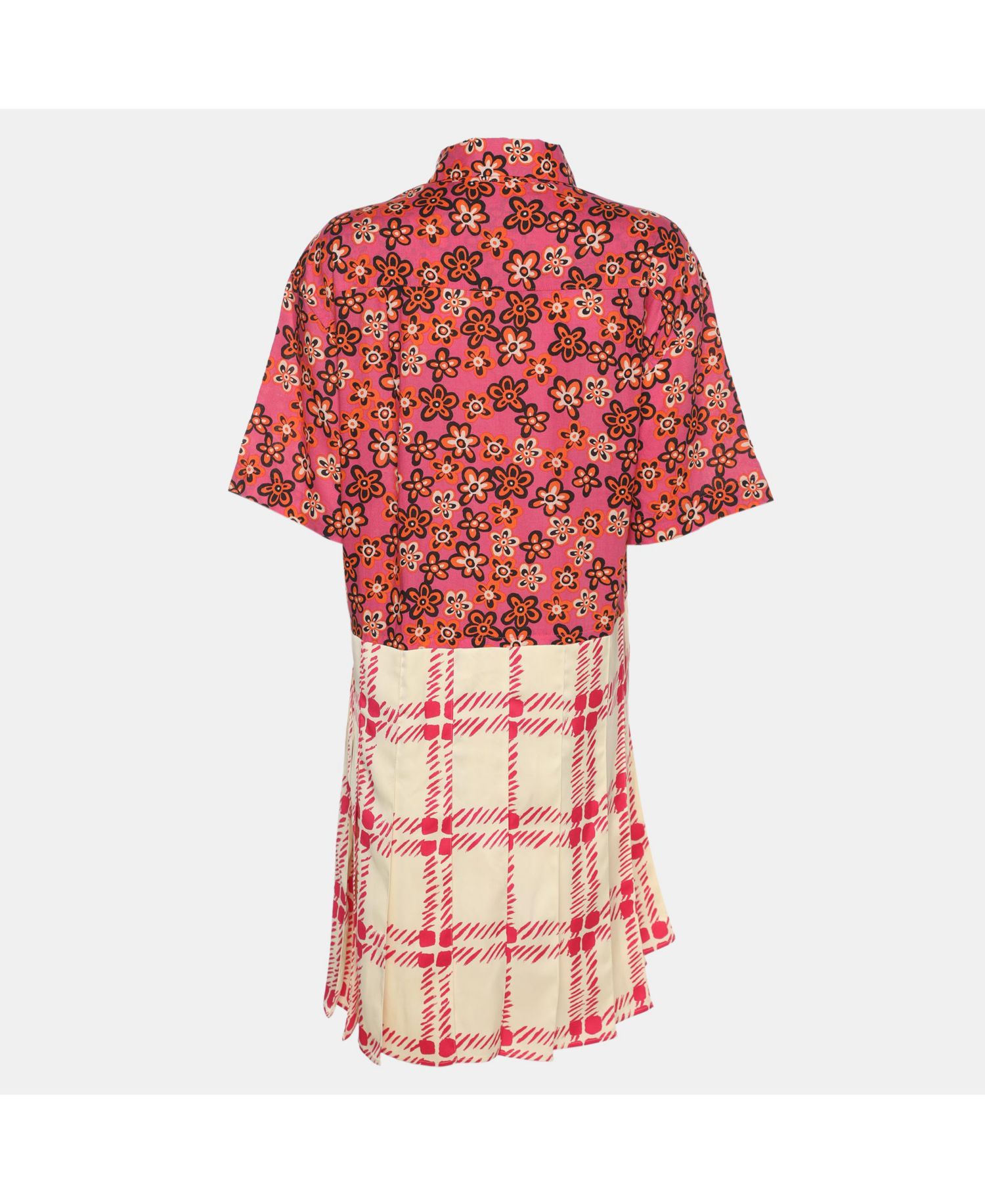 Women's Multicolor Lyocell And Linen Pleated Mini Dress