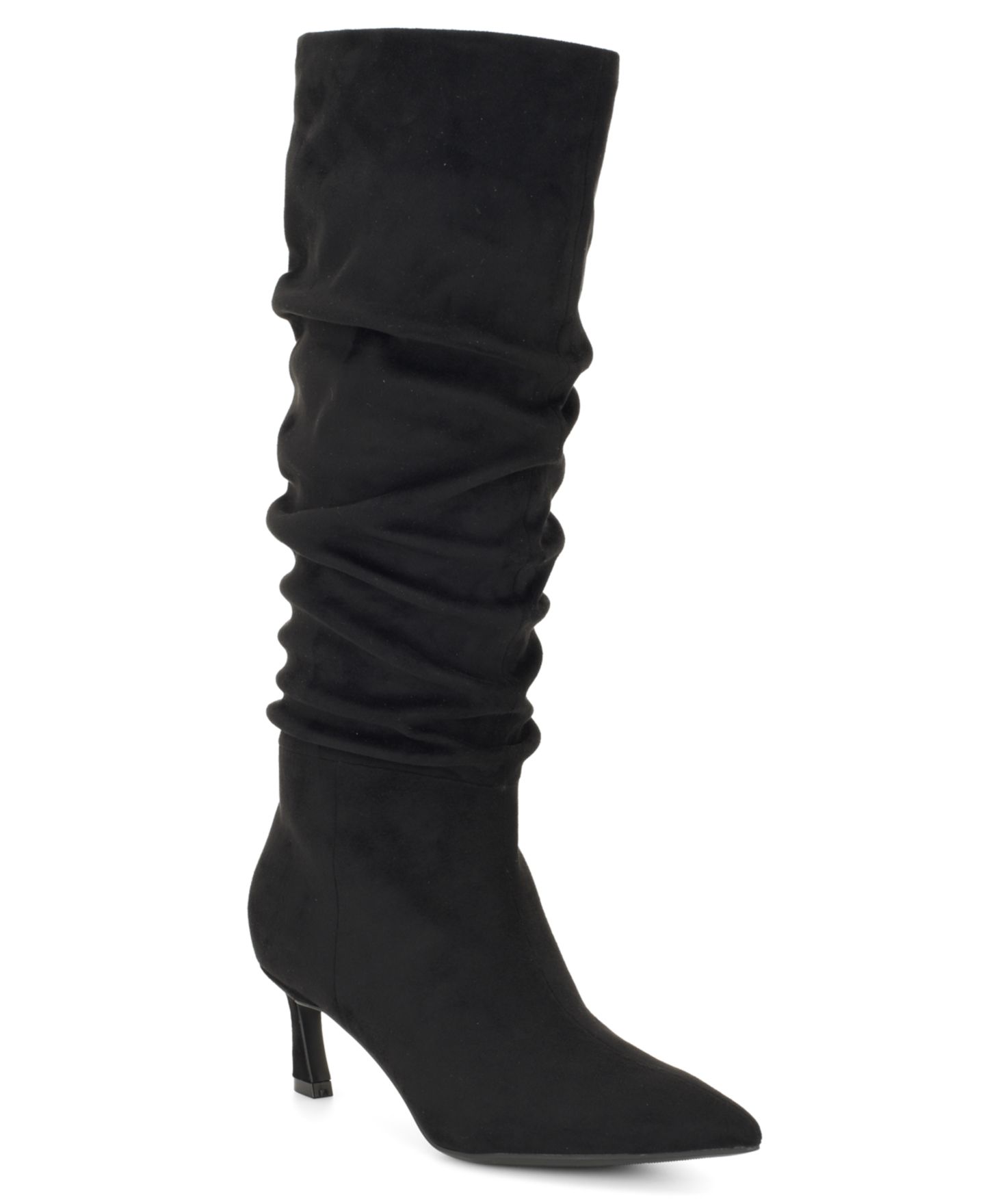 Женские ботинки Nine West Riyaa Tall Slouch Dress Boots, Regular & Wide Calf, цвет: Чёрный замшевый — фото 1