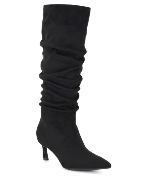 Женские ботинки Nine West Riyaa Tall Slouch Dress Boots, Regular & Wide Calf, цвет: Чёрный замшевый