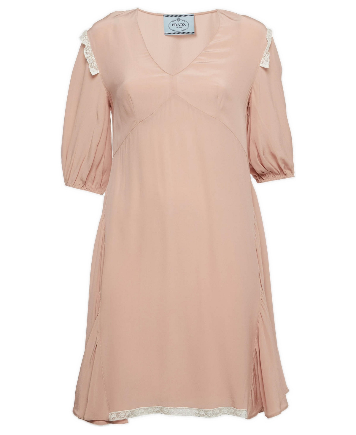 Pre-Owned Prada Women's Silk Lace Insert Mini Dress