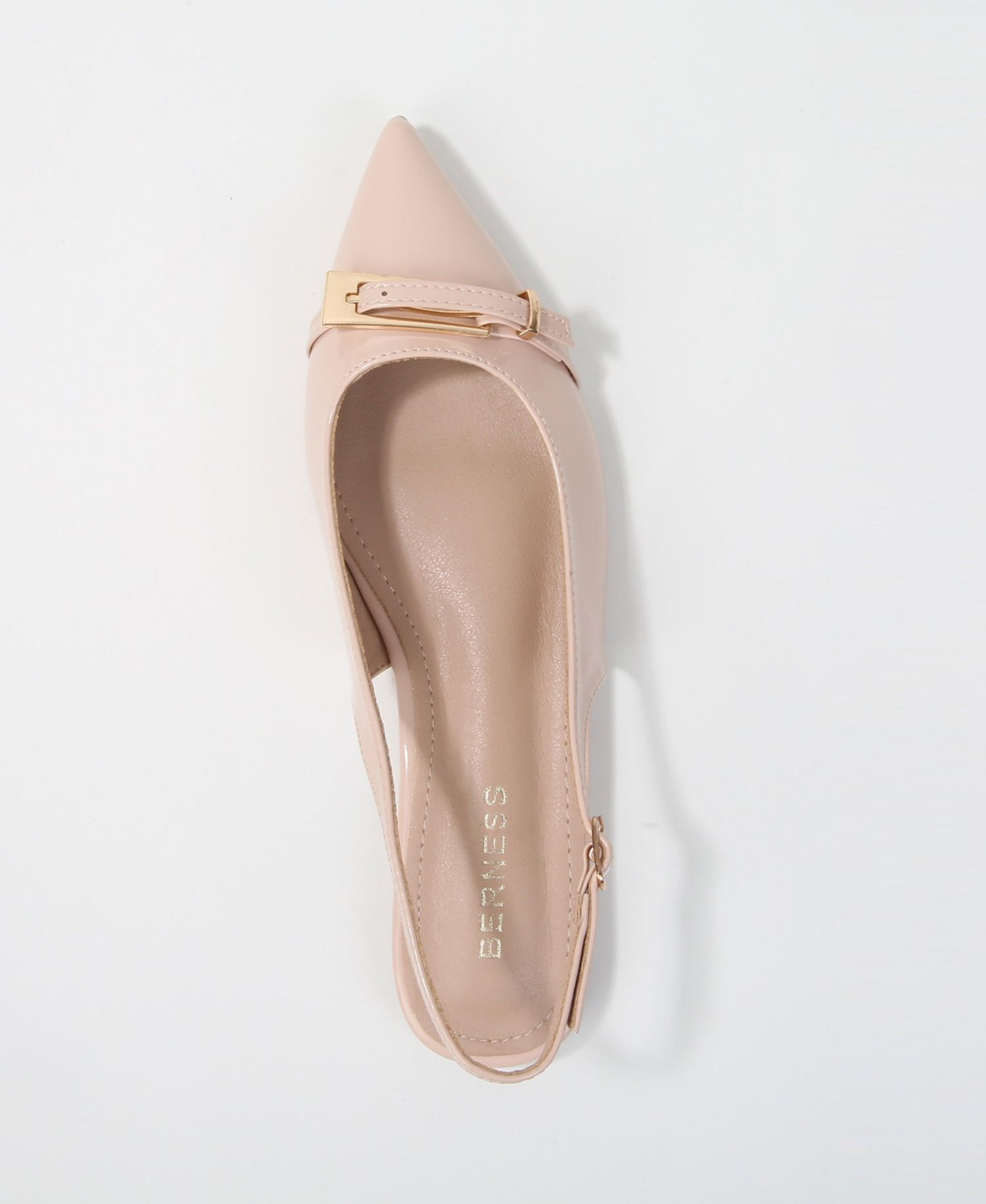 Women's Chantal Pointed Toe Slingback Flats with Elongated Buckle