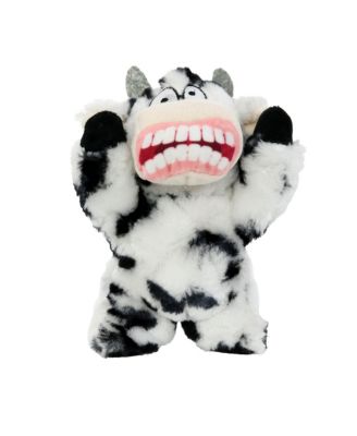 Jr Angry Animals Mad Cow, Durable Plush Squeaky Dog Toy