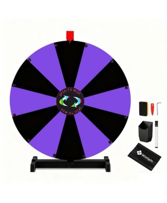 24" Display Prize Wheel Black and Purple DIY Tabletop 12 Slots Modular Custom Spinning Wheel for Pop Up Trade Show