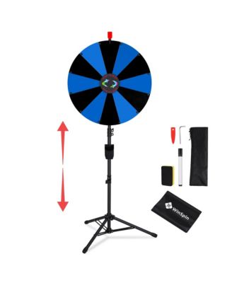 24" Display Prize Wheel Black and Blue DIY Tripod 12 Slot Modular Custom Spinning Wheel for Pop Up Trade Show