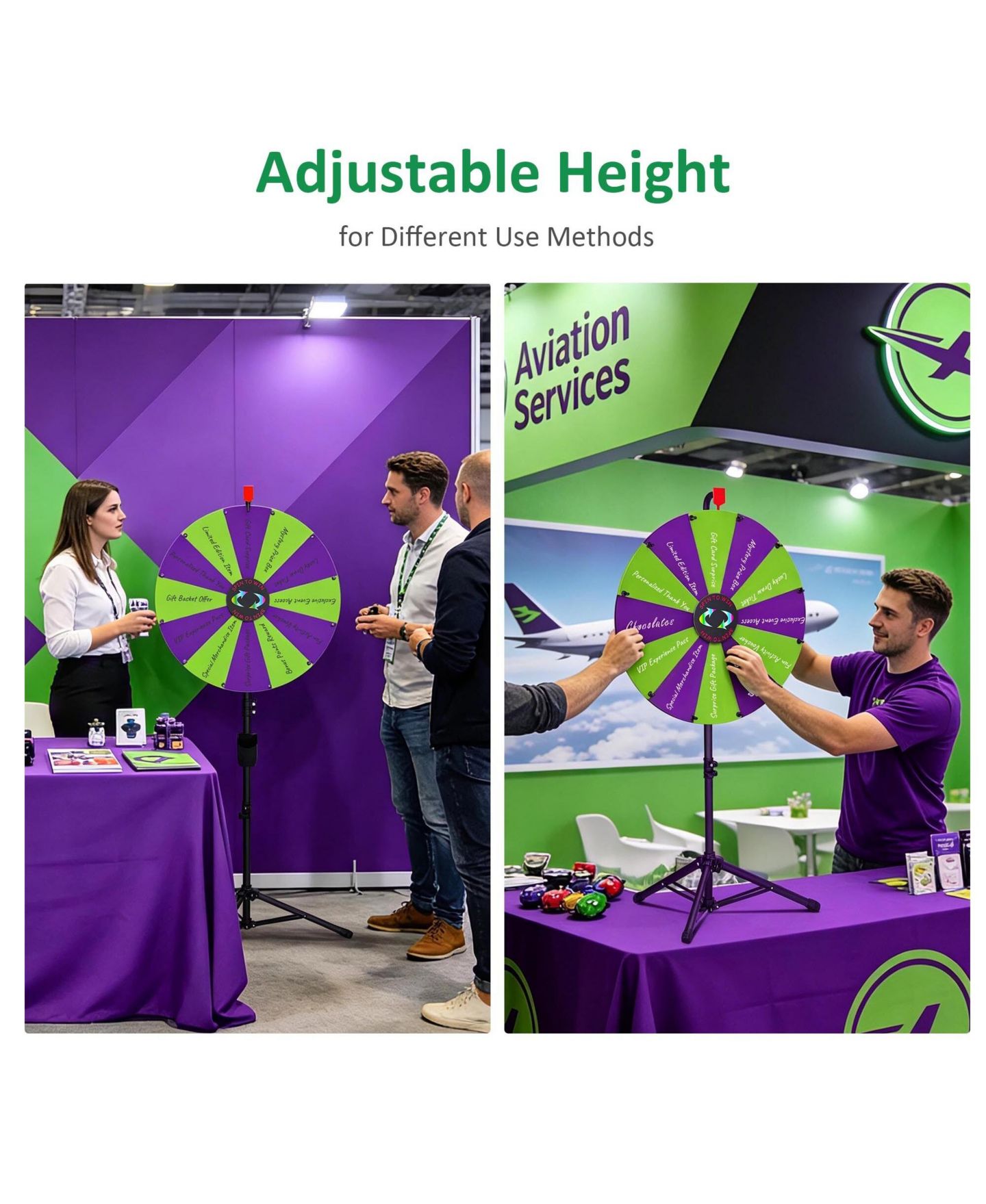 Детская игрушка WinSpin 24" Display Prize Wheel Purple and Green DIY Floor Stand 12 Slot Modular Custom Spinning Wheel Pop Up Trade Show, цвет: Natrual — фото 6