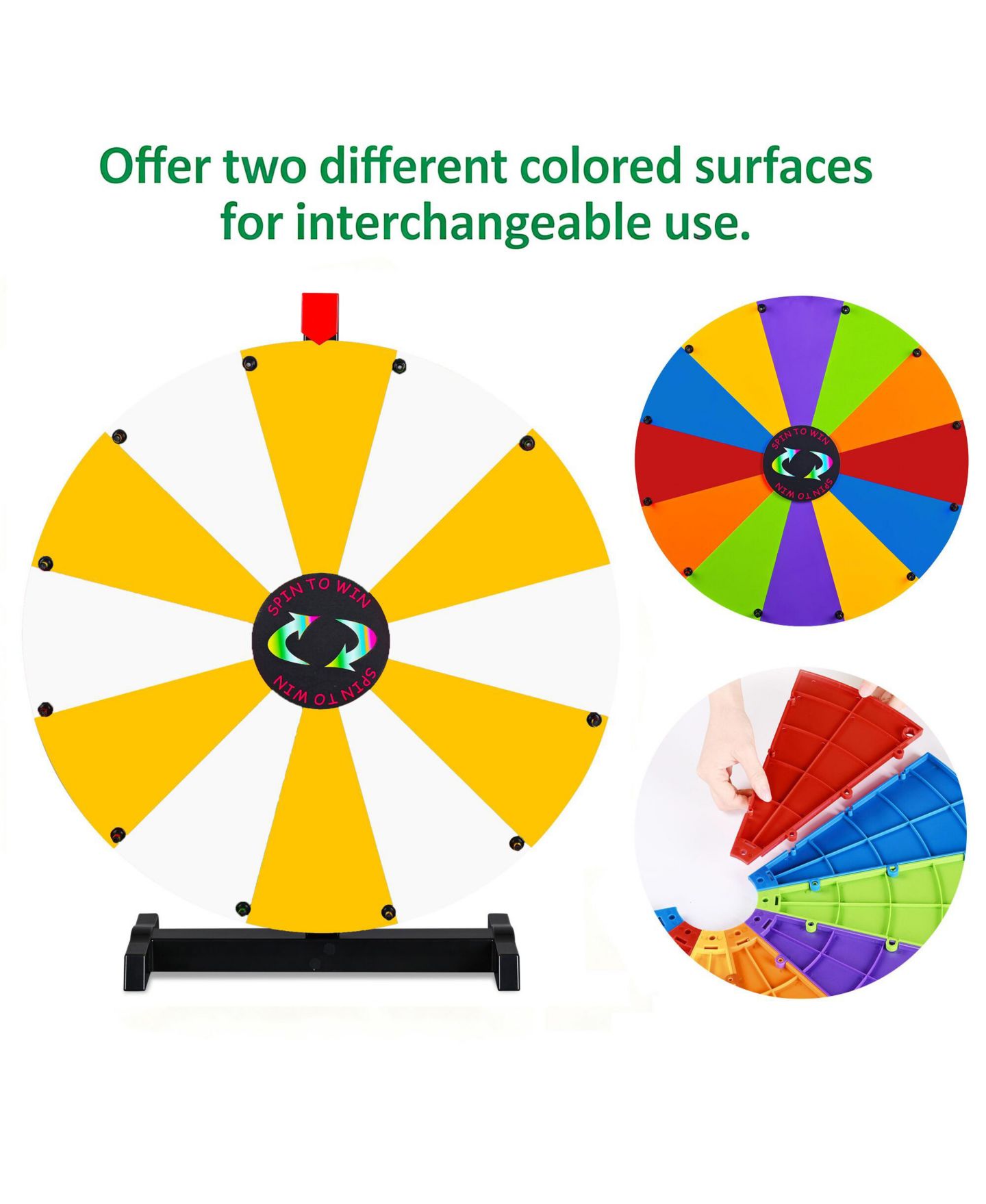 Детская игрушка WinSpin 24" Display Prize Wheel Yellow and White DIY Tabletop 12 Slots Modular Custom Spinning Wheel for Pop Up Trade Show, цвет: Natrual — фото 2