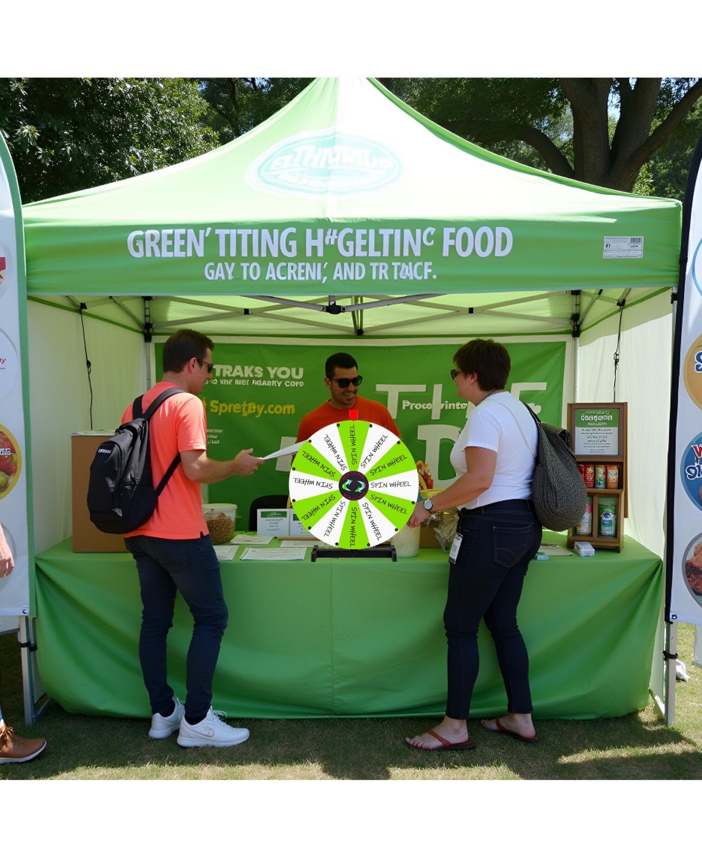 Детская игрушка WinSpin 24" Display Prize Wheel Green and White DIY Tabletop 12 Slots Modular Custom Spinning Wheel for Pop Up Trade Show, цвет: Natrual — фото 3