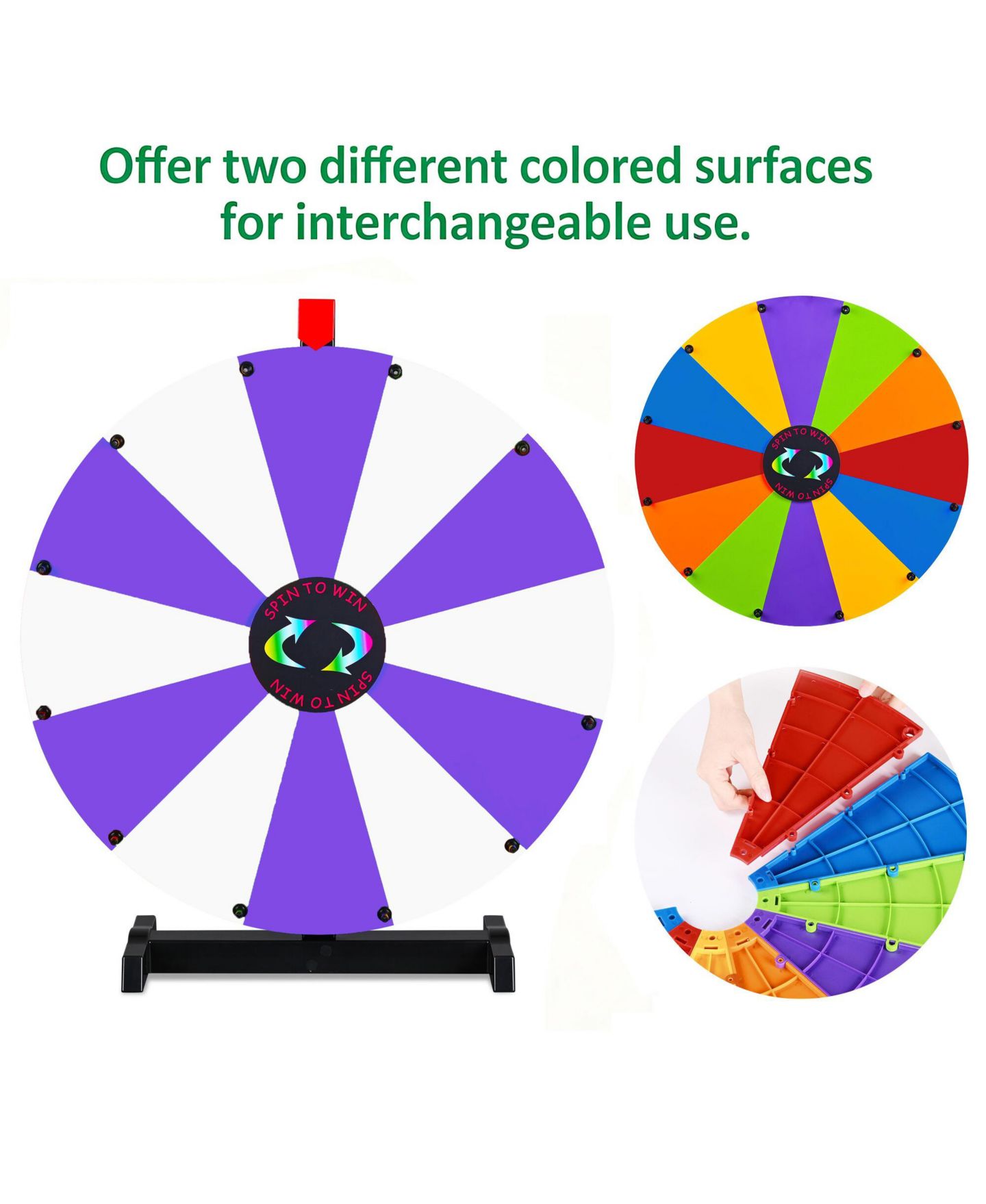 Детская игрушка WinSpin 24" Display Prize Wheel Purple and White DIY Tabletop 12 Slots Modular Custom Spinning Wheel for Pop Up Trade Show, цвет: Natrual — фото 2