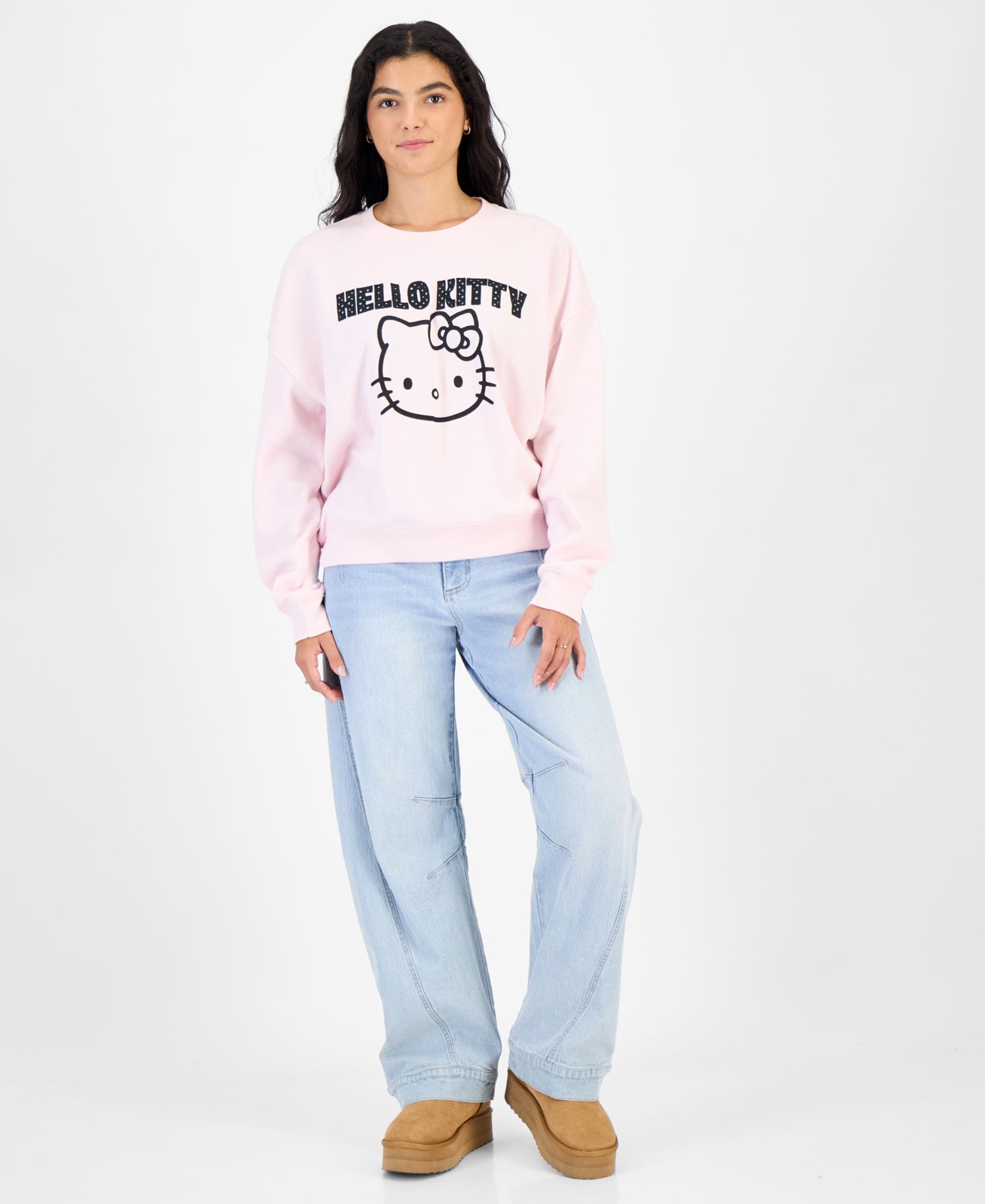 Juniors' Hello Kitty Polka Appliqu&eacute; Fleece Sweatshirt