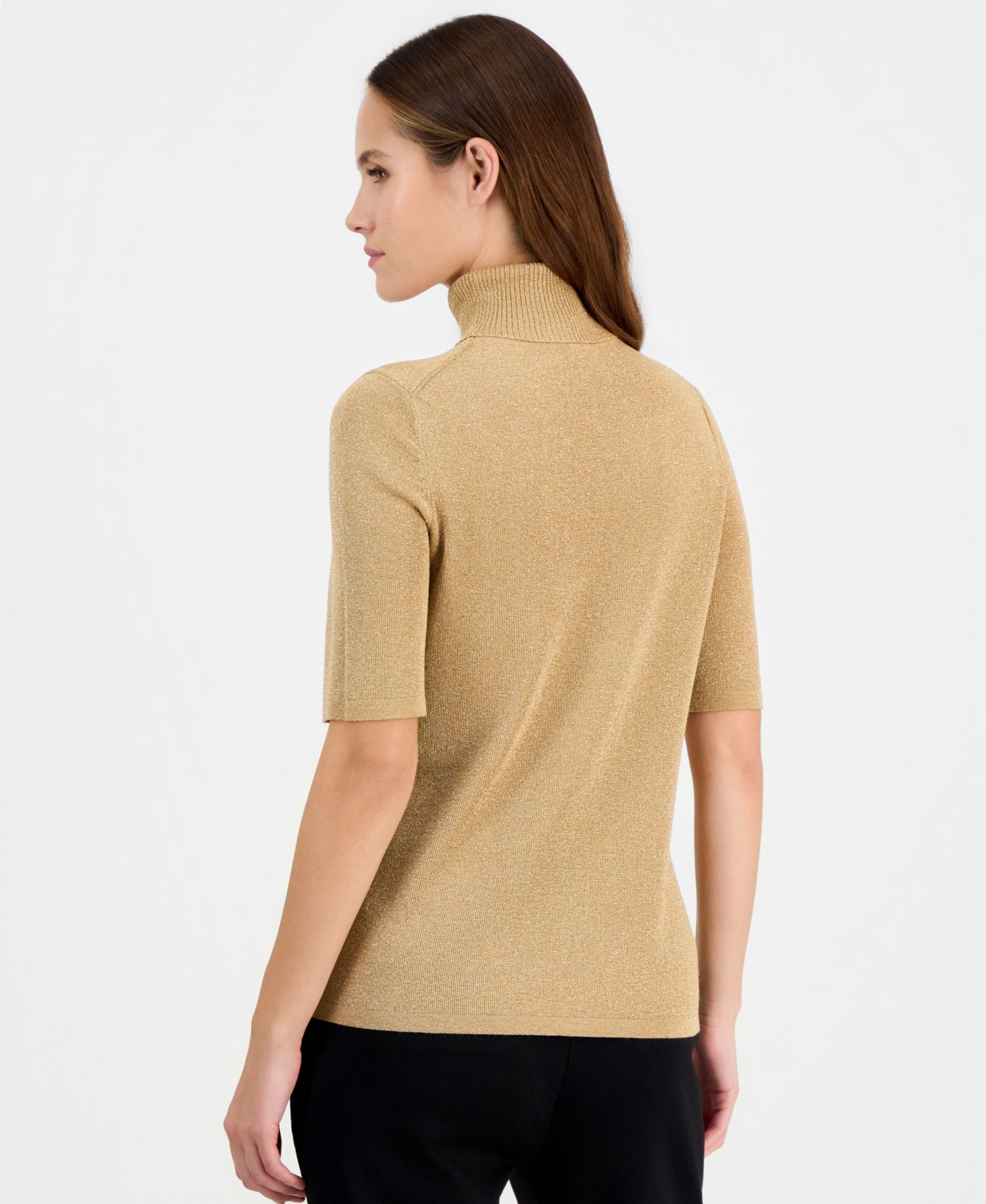 Women's Metallic-Knit Turtleneck Sweater