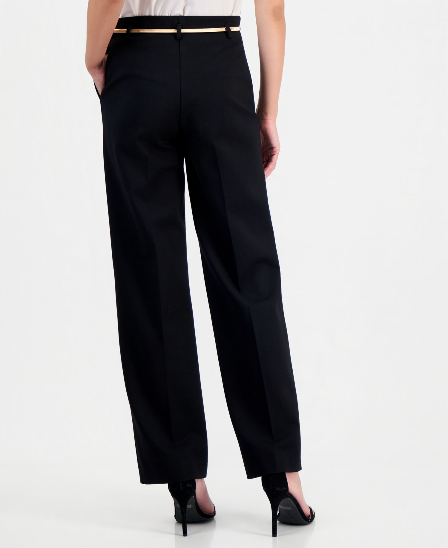 Women's Wide Leg Belted Compression Pants