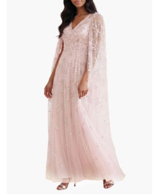 Women's Freesia Shimmer Cape Sleeve Ankle Gown