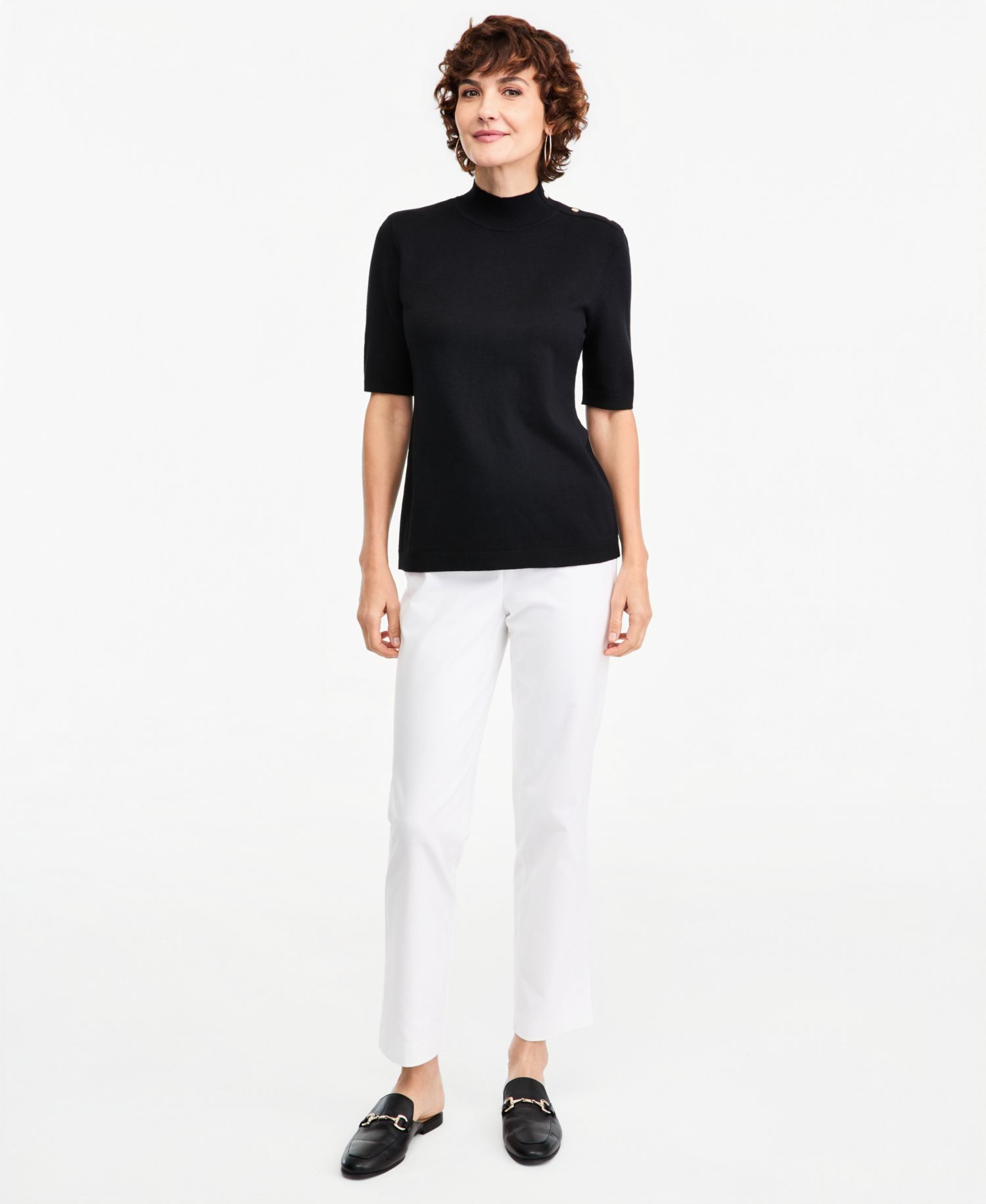 Women's Mock-Neck Short-Sleeve Sweater