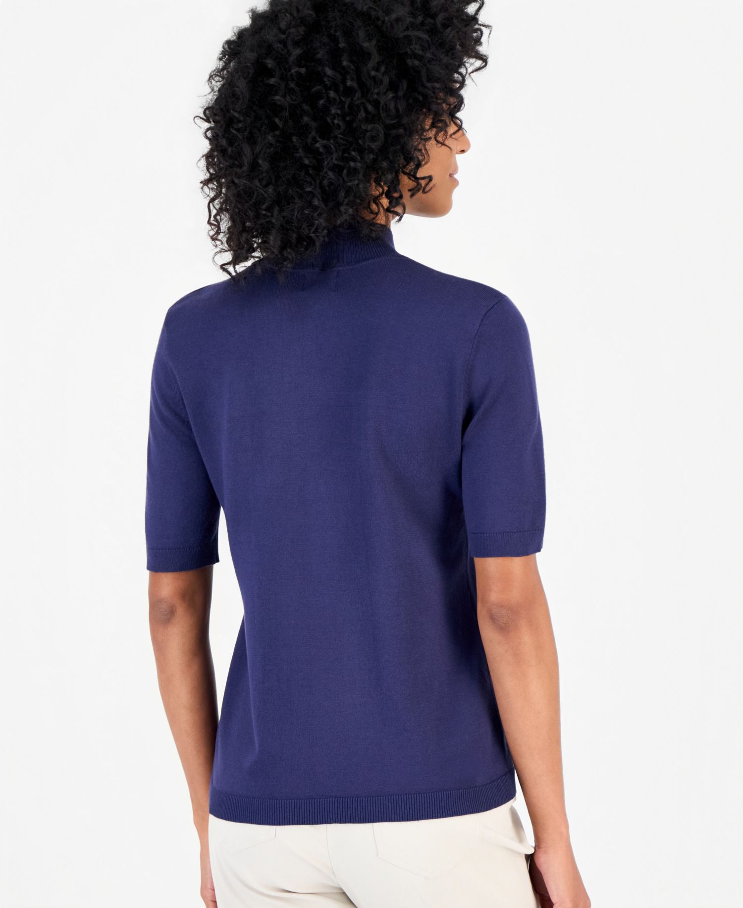 Women's Mock-Neck Short-Sleeve Sweater