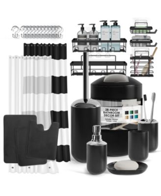 Piece Complete Bathroom Set with Bath rugs and Shower Caddy